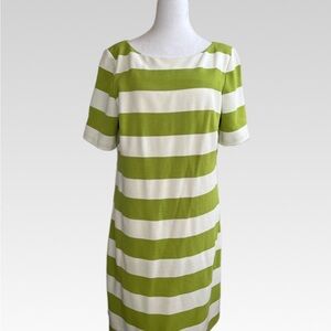 Jessica White and Green Dress with Red Trim